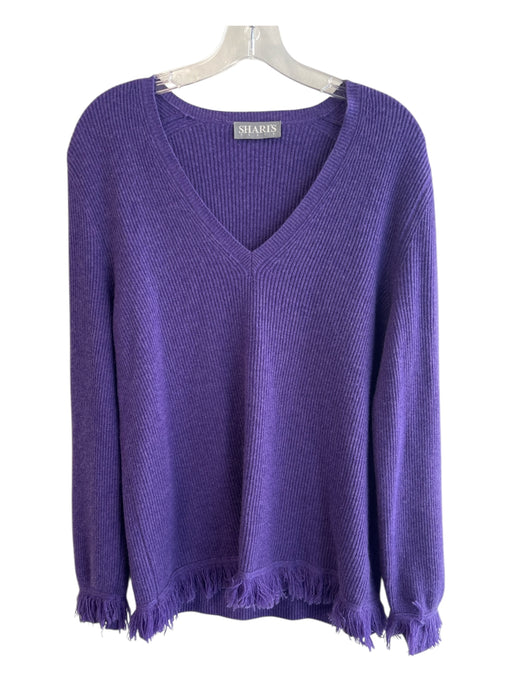 Shari's Place Size 52 Purple 100% Cashmere V Neck Long Sleeve Tassel Sweater Purple / 52
