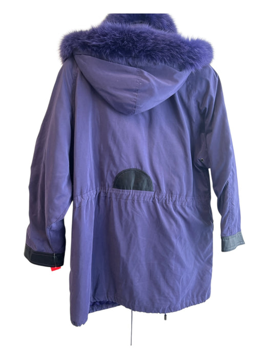 No Brand Size S Purple Fox Fur Detachable Hood Zip Front Pockets String Coat Purple / S
