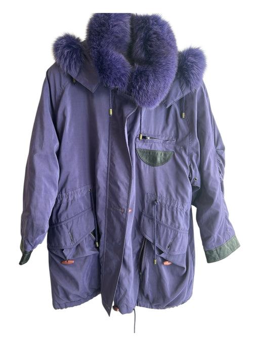 No Brand Size S Purple Fox Fur Detachable Hood Zip Front Pockets String Coat Purple / S