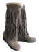 Bearpaw Shoe Size 10 Mushroom Suede Fringe Wedge Tiered Fleece Boots Mushroom / 10