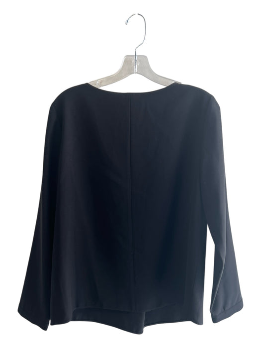 Emporio Armani Size 42 Black Polyester Wide Neck Long Sleeve Front Pleat Top Black / 42