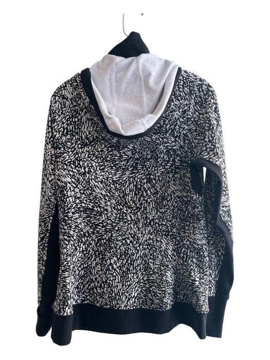 Athleta Size Large Black & White Polyester Blend All Over Print Front Zip Jacket Black & White / Large