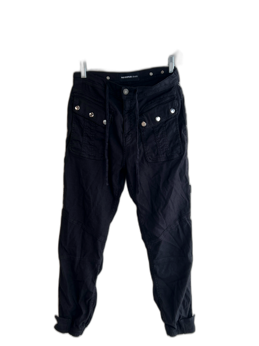 The Kooples Size 34 Black Linen, Lyocell & Elastane High Rise Snap Buttons Jeans Black / 34