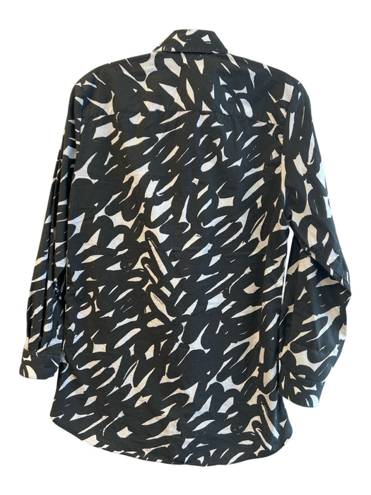 Versace Size Est M Black & White No Fabric Tag Collared Button Up Top Black & White / Est M