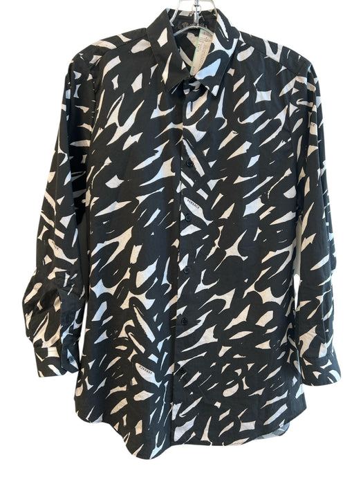 Versace Size Est M Black & White No Fabric Tag Collared Button Up Top Black & White / Est M