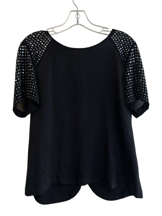 Rebecca Taylor Size 6 Black Silk Wide Round Neck Short Sleeve Top Black / 6