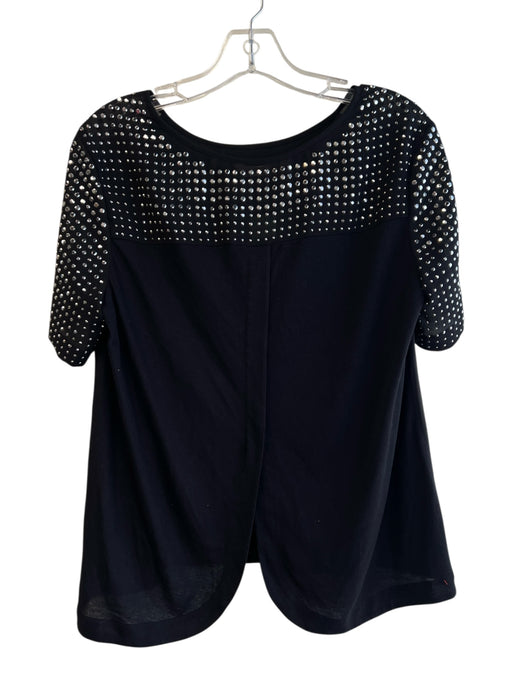 Rebecca Taylor Size 6 Black Silk Wide Round Neck Short Sleeve Top Black / 6