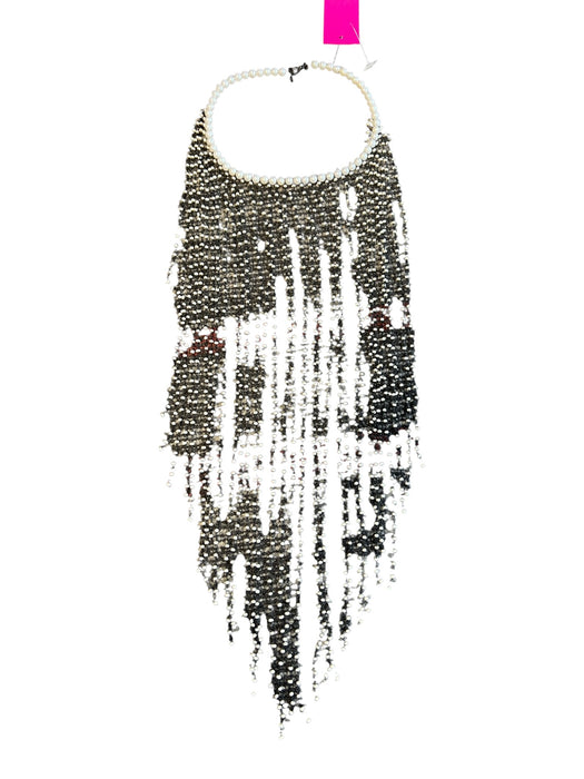 No Brand White Pearl Lobster Clasp Multistrand Cascade Bib Jewelry White