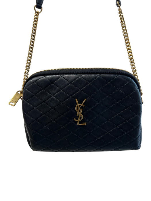 Saint Laurent Black Leather Gold Tone Hardware Diamond Quilt Dome Crossbody Bag Black / Mini