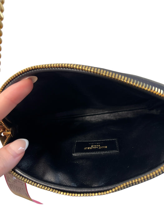 Saint Laurent Black Leather Gold Tone Hardware Diamond Quilt Dome Crossbody Bag Black / Mini