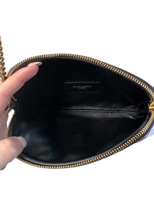 Saint Laurent Black Leather Gold Tone Hardware Diamond Quilt Dome Crossbody Bag Black / Mini