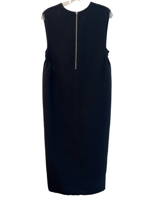 Helmut Lang Size 10 Black Polyester V Neck Sleeveless Waffle Knit Back Zip Dress Black / 10