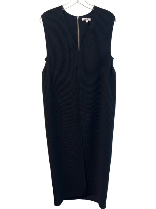 Helmut Lang Size 10 Black Polyester V Neck Sleeveless Waffle Knit Back Zip Dress Black / 10