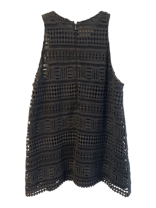 Vince Size 8 Black Cotton Blend Sleeveless Back Zip Cut Out Detail Lined Top Black / 8
