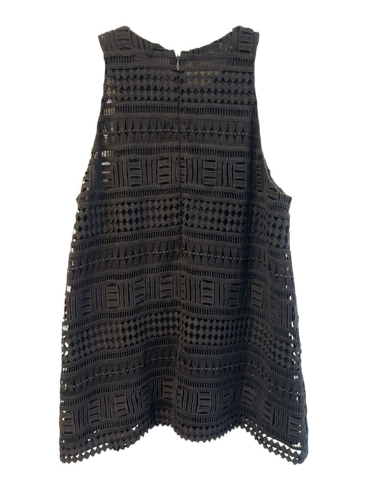 Vince Size 8 Black Cotton Blend Sleeveless Back Zip Cut Out Detail Lined Top Black / 8