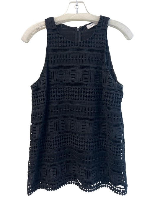 Vince Size 8 Black Cotton Blend Sleeveless Back Zip Cut Out Detail Lined Top Black / 8