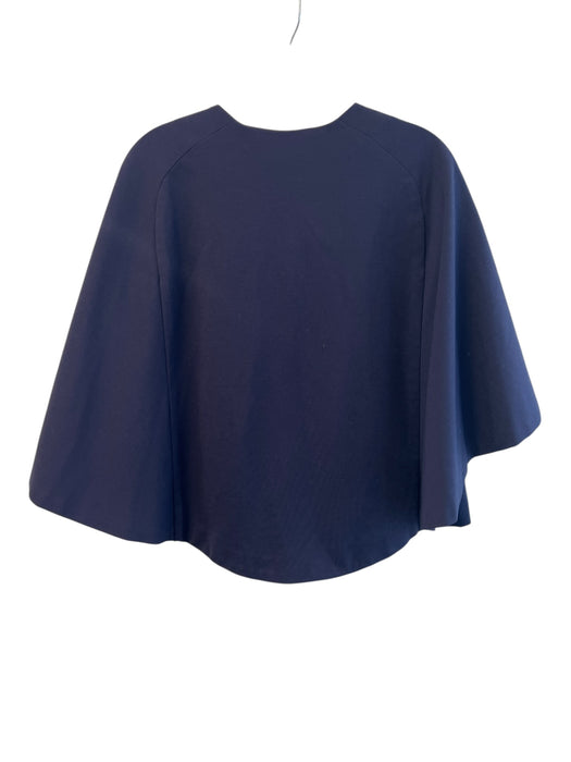 Abbey Glass Size L Navy Viscose Round Neck Button Down Capelet Top Navy / L