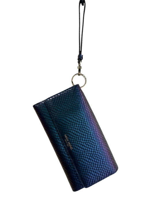 Henri Bendel Purple & Blue Leather Reptile Embossed Iridescent Wristlet Purple & Blue / S