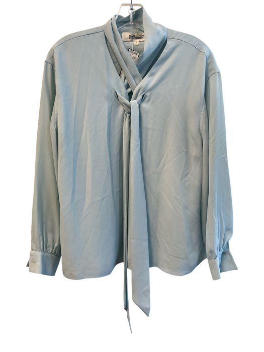 Diane Von Furstenberg Size Small Light Blue Polyester Long Sleeve lined Top Light Blue / Small