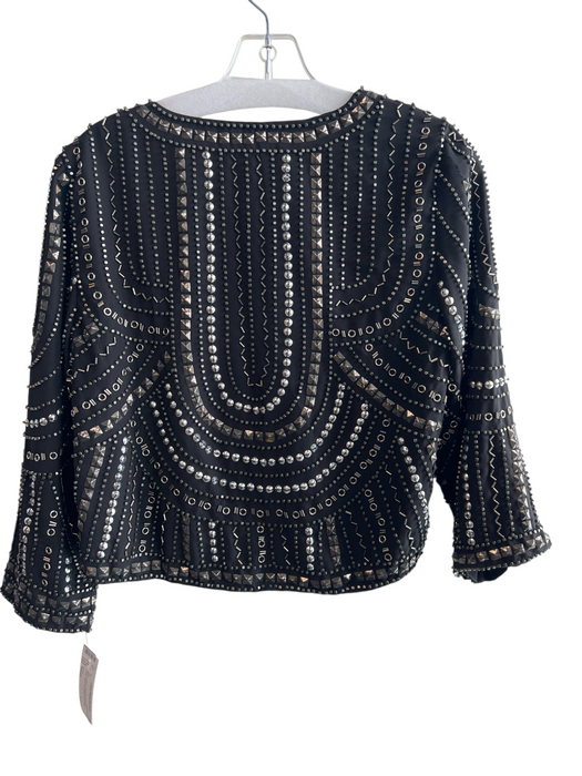 Velvet Size Small Black & Silver Polyester Eye Hook Close Silver Hardware Top Black & Silver / Small