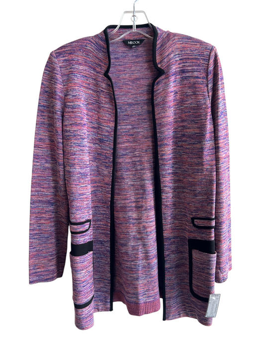 Misook Size XS Purple & Multi Acrylic Blend Shoulder Pads Black Trim Jacket Purple & Multi / XS