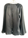 Giorgio Armani Size 8 Black Silk Long Wide Sleeve Round Neck Pearl Buttons Top Black / 8