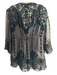 Hale Bob Size Medium Black Silk Sheer Velvet Accents Long Sleeve Top Black / Medium