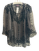 Hale Bob Size Medium Black Silk Sheer Velvet Accents Long Sleeve Top Black / Medium