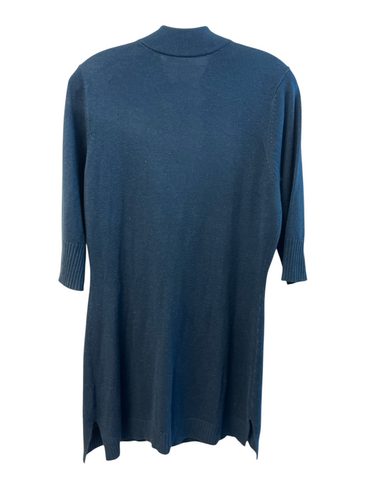 Magaschoni Size Est Small Teal Blue Silk & Cashmere 3/4 Sleeve Deep V neck Dress Teal Blue / Est Small