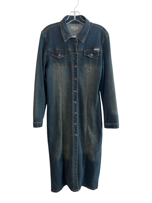 Max Studio Jeans Size Small Dark denim Cotton Seam Detail Long Sleeve Dress Dark denim / Small
