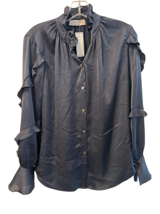 Bailey 44 Size Est Small Navy Polyester Long Sleeve Round Neck Button Down Top Navy / Est Small