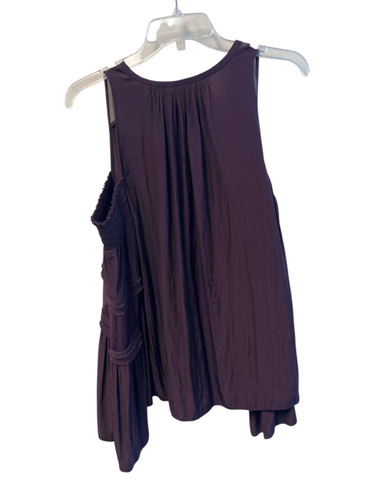 Ramy Brook Size Medium Eggplant Polyester Cold Shoulder Long Wide Sleeve Top Eggplant / Medium