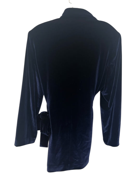 212 Goods Size L Dark Blue Polyester Blend Velvet Shawl Collar Tie Waist Jacket Dark Blue / L