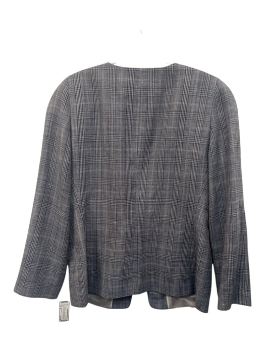 Giorgio Armani Size 46 Blue & Brown Wool, Silk & Linen Houndstooth Check Jacket Blue & Brown / 46