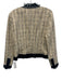Escada Size 38 Cream Beige & Black Wool Blend Tweed PU Leather Trim Jacket Cream Beige & Black / 38
