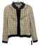 Escada Size 38 Cream Beige & Black Wool Blend Tweed PU Leather Trim Jacket Cream Beige & Black / 38