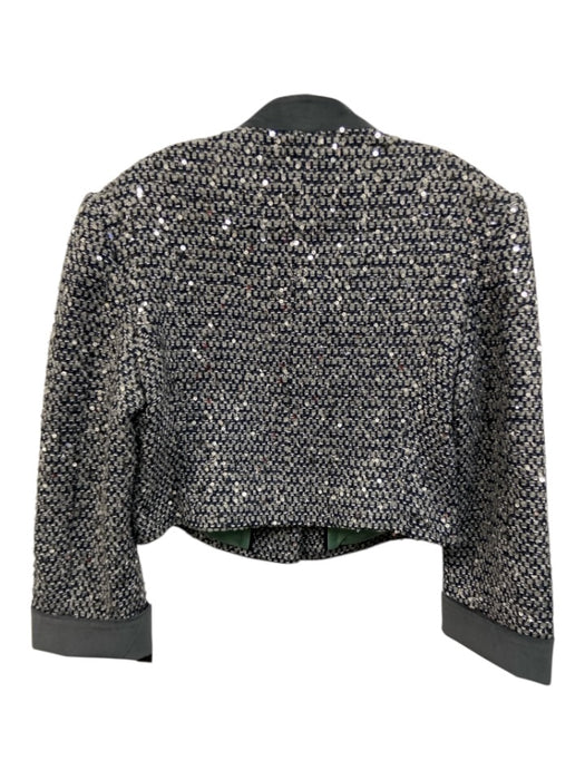 Mukzin Size L Gray & navy blue Wool Blend Tweed Sequin Snap Button Front Jacket Gray & navy blue / L