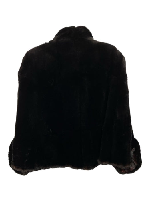 Ray's Furs Size Est M Black Brown No Fabric Tag Fur Hook & Eye Front Cape Jacket Black Brown / Est M