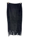 White House Black Market Size 6 Black Leather Suede Fringe Front Slit Midi Skirt Black / 6