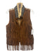 Miss Me VINTAGE Size M Brown, Beige & Black Print Polyester Blend Fringe Vest Brown, Beige & Black Print / M