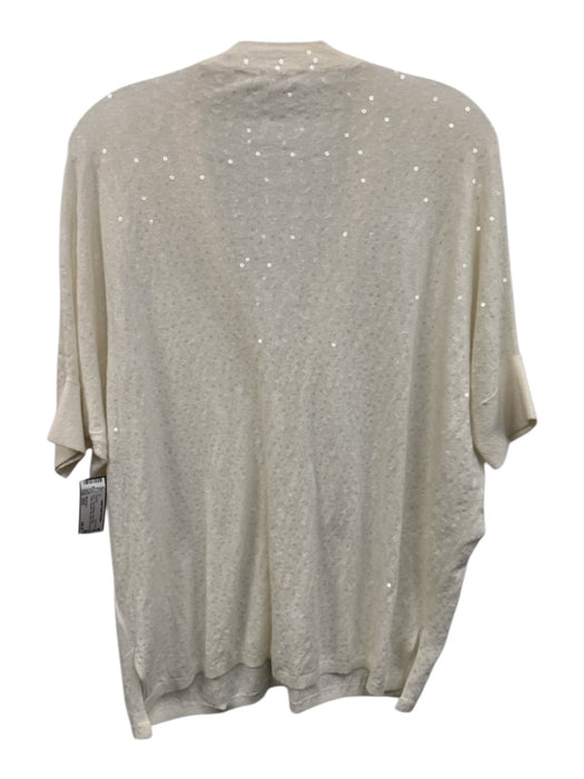 Minnie Rose Size XS/S Cream White Cotton Sequined Knit Button Front Sweater Cream White / XS/S