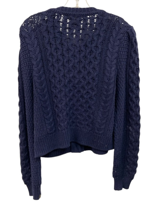 Caroline Constas Size S Navy Blue Cotton Blend Cable Knit Button Front Sweater Navy Blue / S