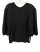 Ba&sh Size 1 Black Cotton & Wool Knit 1/2 Balloon Sleeve Button Back Sweater Top Black / 1