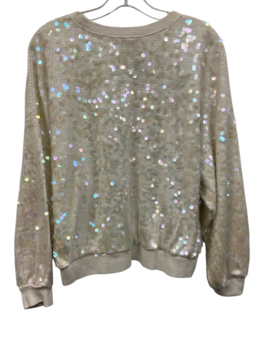 Parker Size Est M Cream White & Multi Cotton Paillettes Sequin Sweater Cream White & Multi / Est M