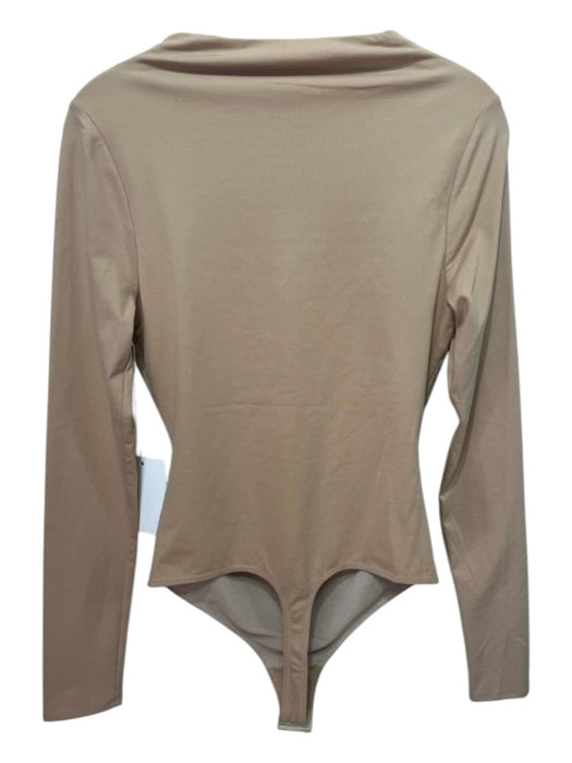 Not Yours To Keep Size S Beige Rayon & Nylon Blend Long Sleeve Cutout Wire Top Beige / S