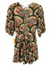 Rhode Size M Green, Pink & Multi Cotton 1/2 Balloon Sleeve Floral Dress Green, Pink & Multi / M