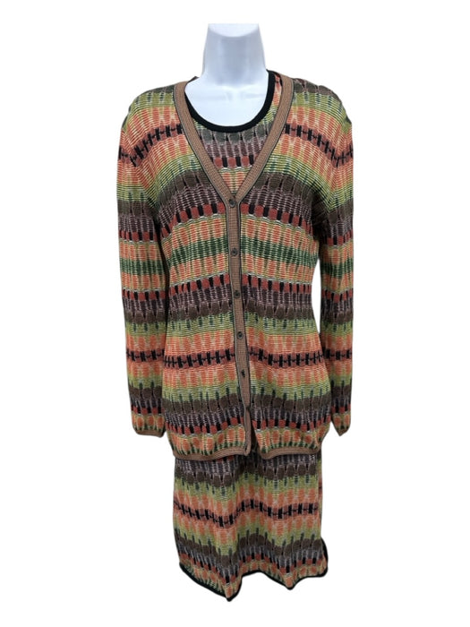 Missoni Size 46 Orange, Yellow, Multi Cotton Blend Abstract Print Knit Dress Set Orange, Yellow, Multi / 46