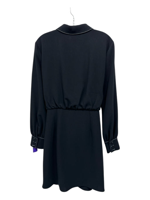 5a7 Cinq a Sept Size 10 Black Triacetate & Polyester Button Up Long Sleeve Dress Black / 10
