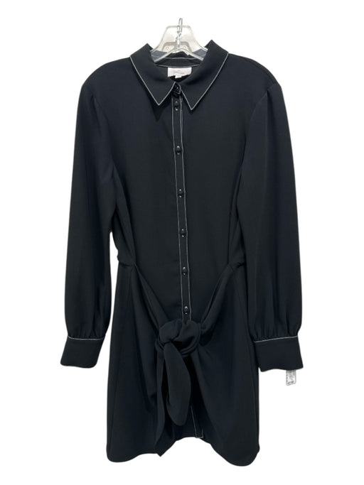 5a7 Cinq a Sept Size 10 Black Triacetate & Polyester Button Up Long Sleeve Dress Black / 10