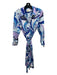 L'agence Size M Blue, White, Purple Polyester Abstract Print Button Up Dress Blue, White, Purple / M
